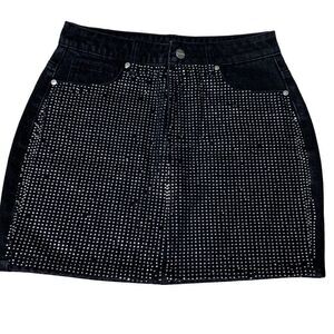 REVOLVE Superdown black denim skirt diamond studded size small